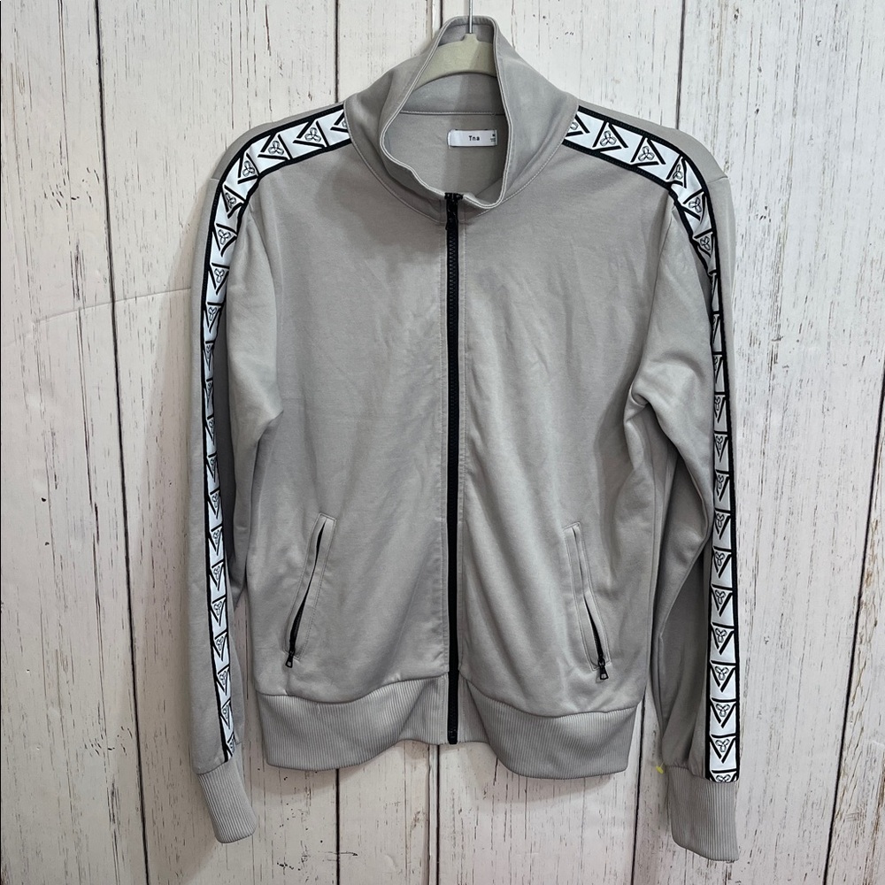 Aritzia TNA Gray Jacket with Black and White Accents